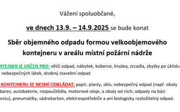 Sběr objemného odpadu formou velkoobjemového kontejneru